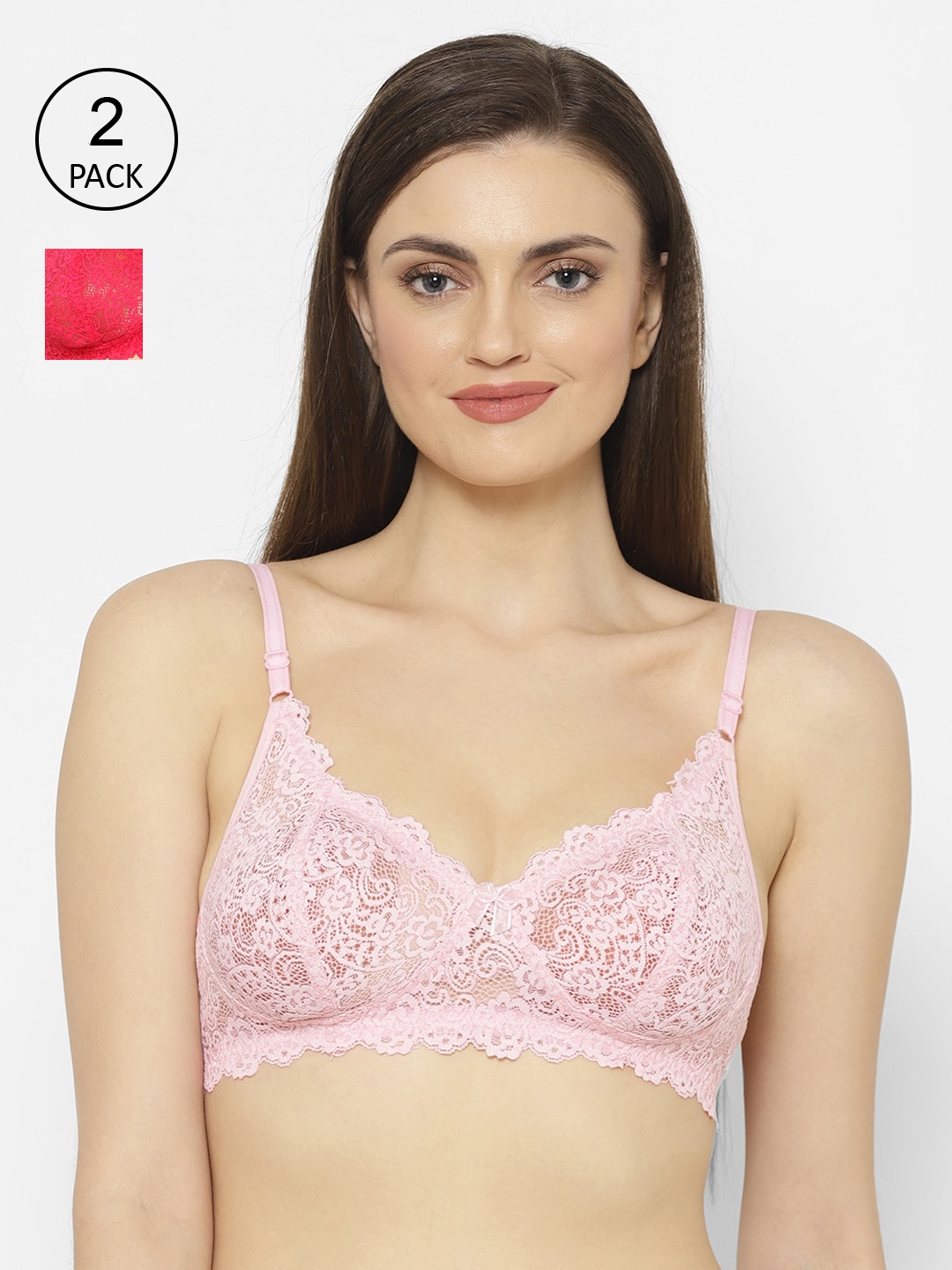

Floret Magenta & Pink Lace Non-Wired Non Padded T-shirt Bra