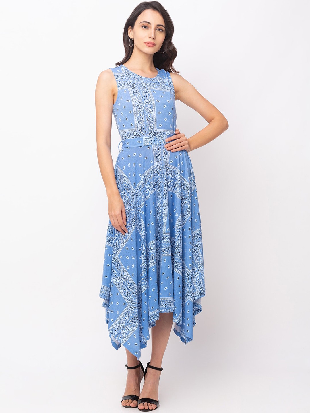 

Globus Women Blue Bohemian Printed Fit and Flare Dress