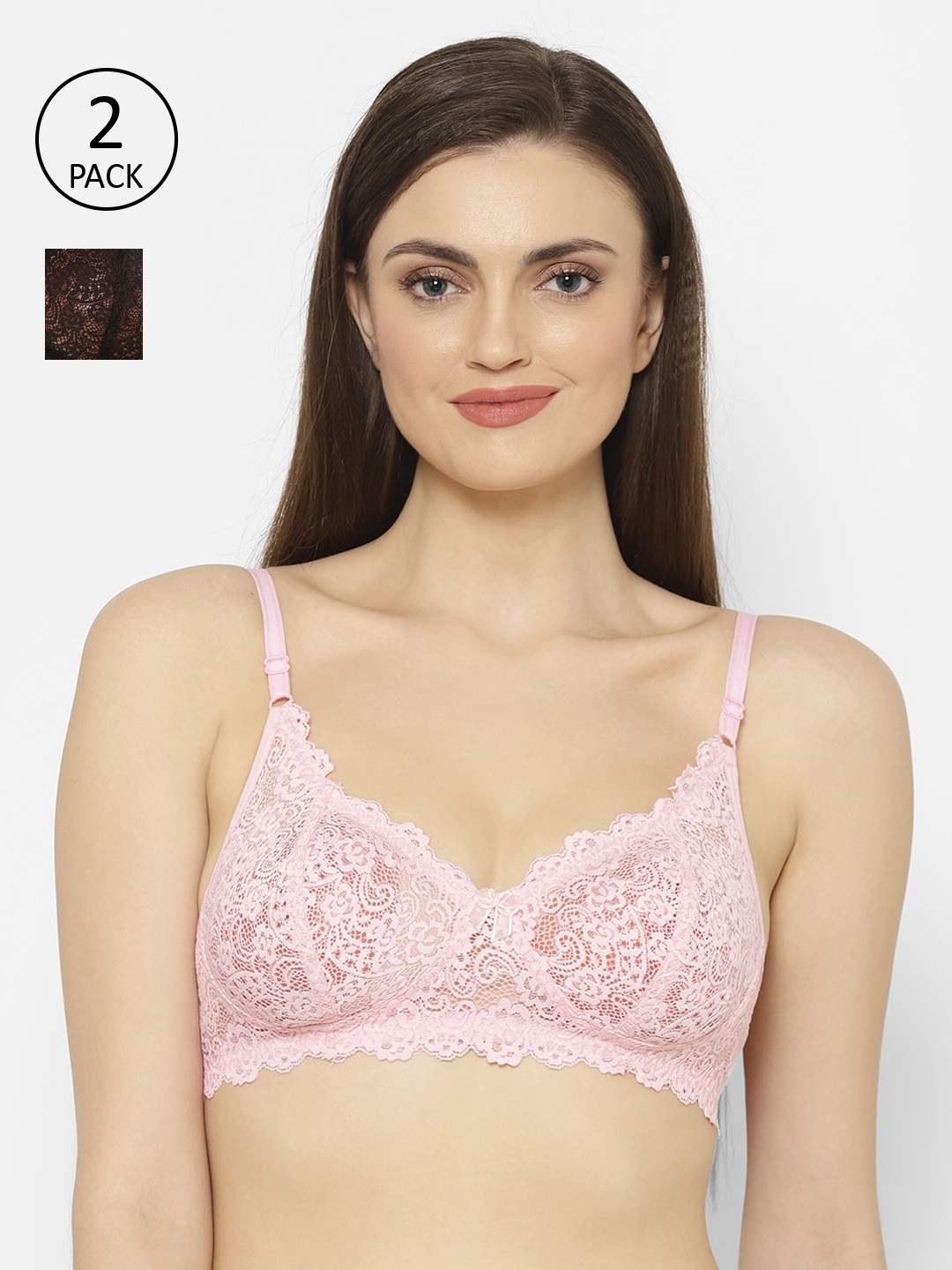 

Floret Pack Of 2 Non-Wired Non Padded T-shirt Bras, Pink