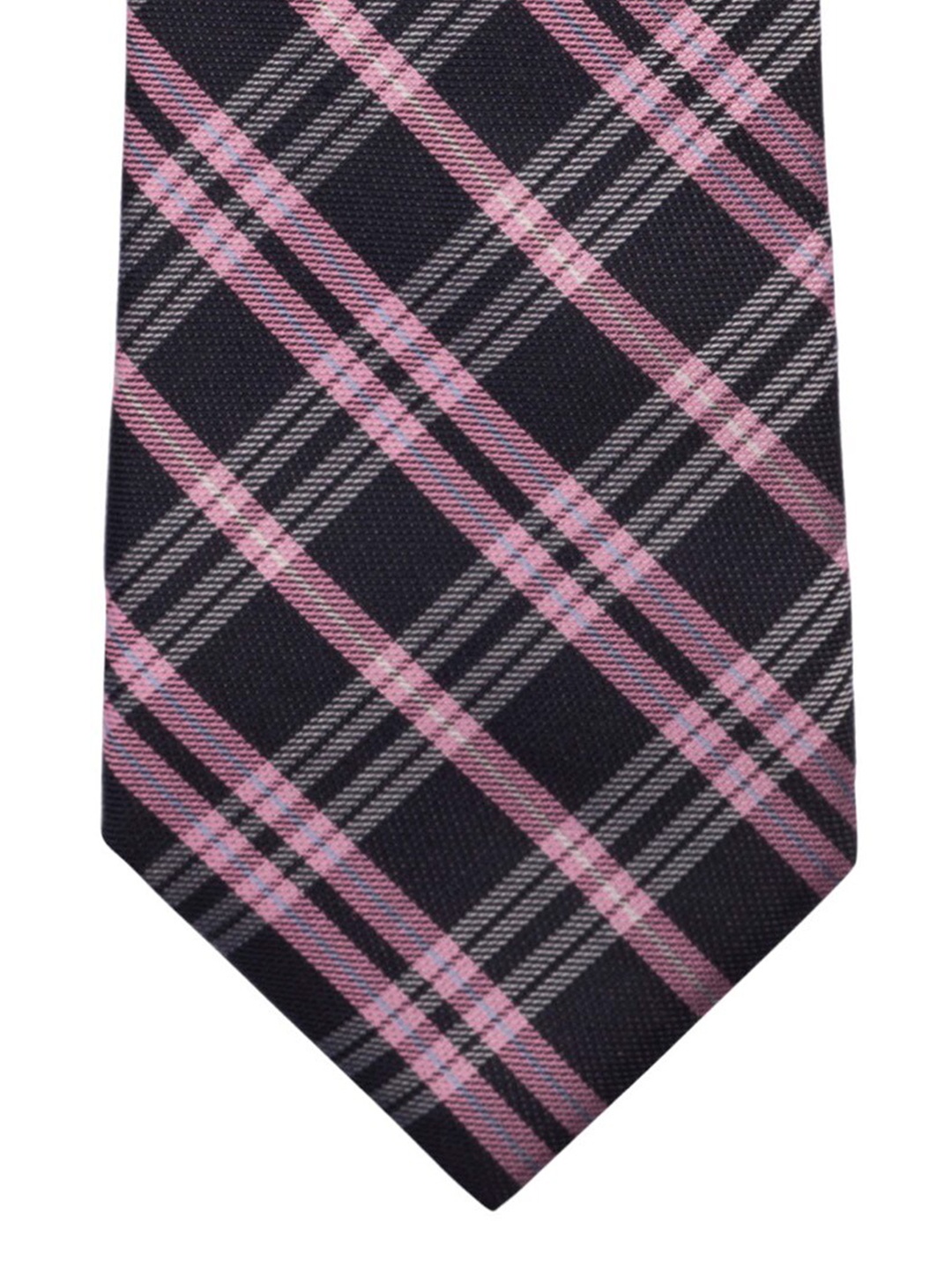 

The Tie Hub Navy Blue & Pink Checked Broad Tie