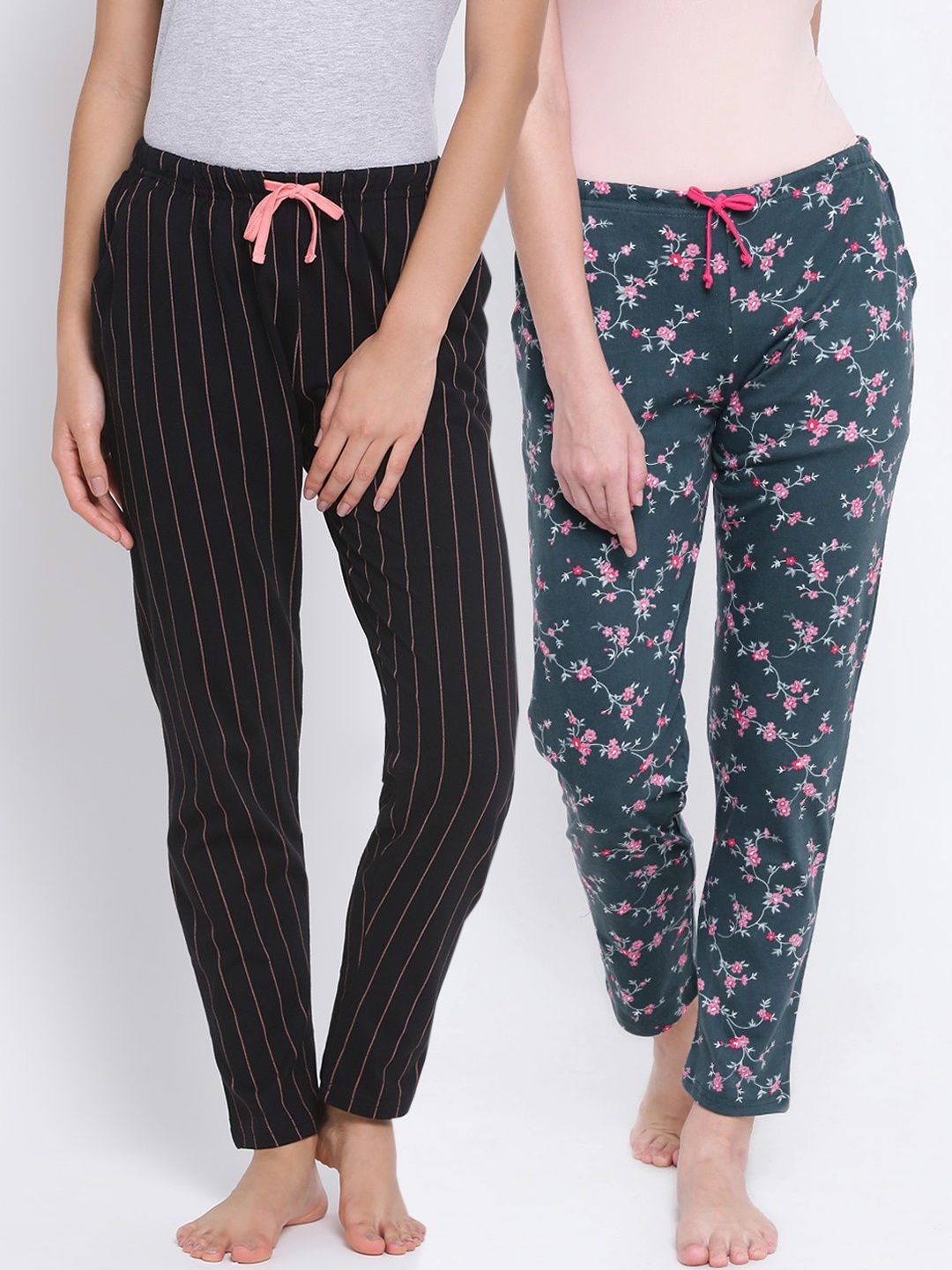 

Kanvin Women Pack Of 2 Printed Lounge Pants, Green