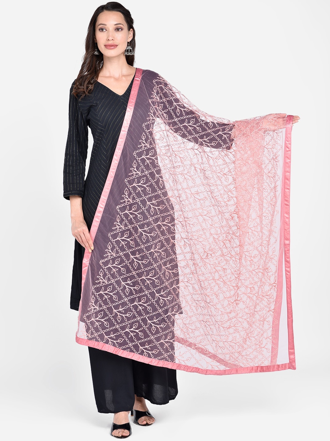

Dupatta Bazaar Pink Embroidered Dupatta