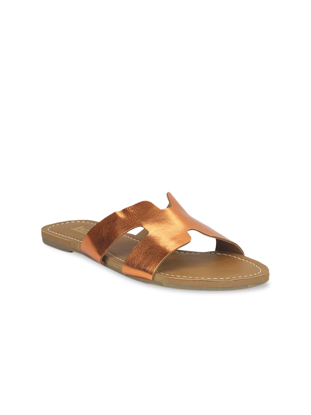 

Inc 5 Women Copper-Toned Solid Open Toe Flats