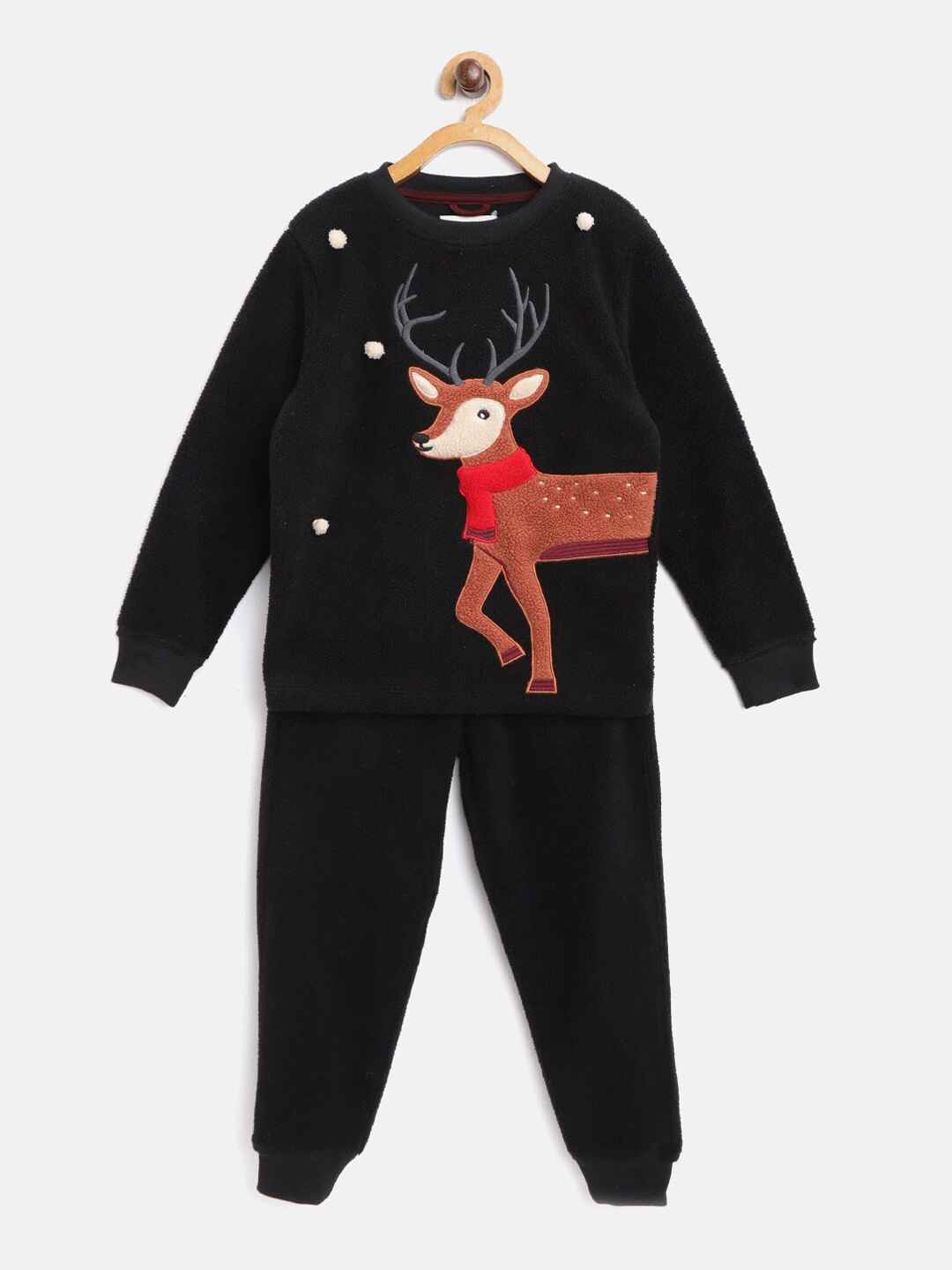 

Cherry Crumble Infant Kids Black & Brown Printed Night Suit