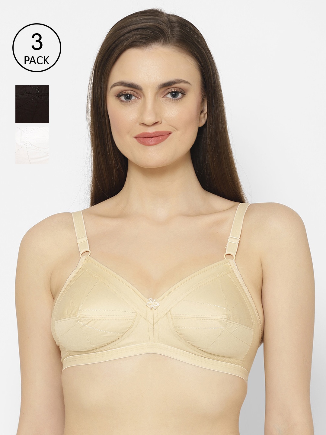 

Floret Pack Of 3 Solid Non-Wired Non Padded Everyday Bras, White