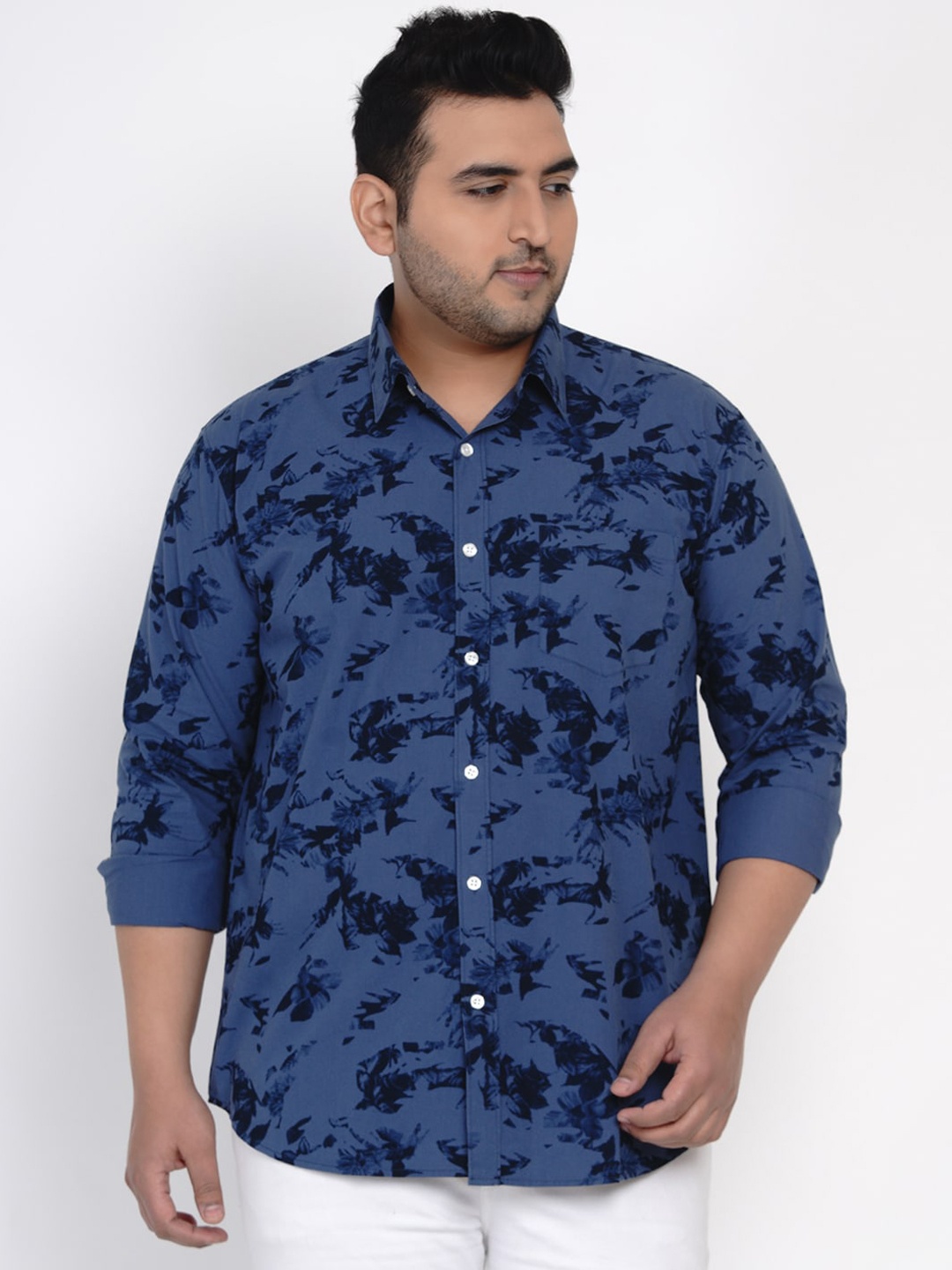 

John Pride Men Blue Regular Fit Floral Printed Casual Shirt