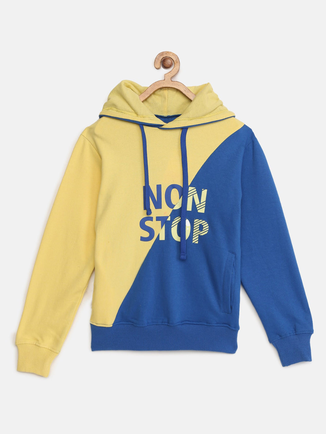 

mackly Boys Blue & Yellow Colorblocked Hooded Sweatshirt