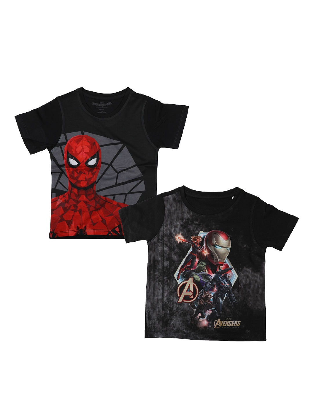 

Marvel by Wear Your Mind Boys Pack Of 2 Spiderman Printed Round Neck T-shirt, Black