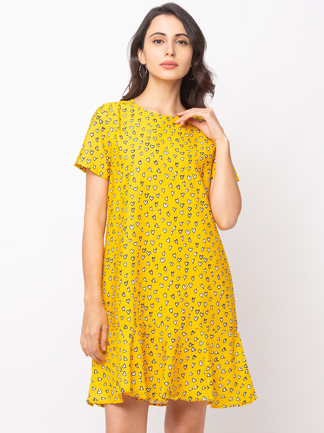 

Globus Women Yellow Printed A-Line Dress