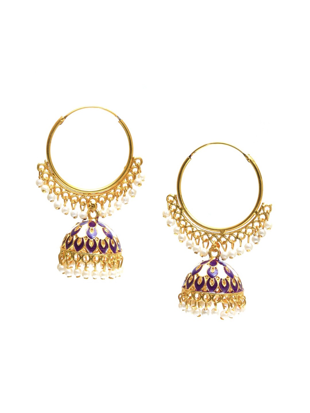 

Crunchy Fashion Blue & Gold-Toned Dome Shaped Jhumkas