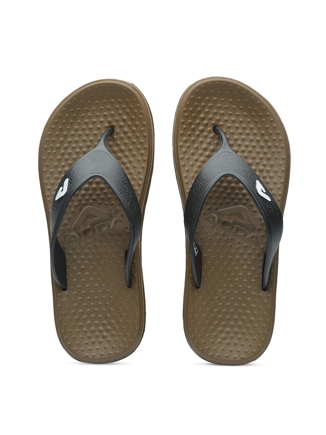 

Adda Men Black & Olive Brown Solid Thong Flip-Flops