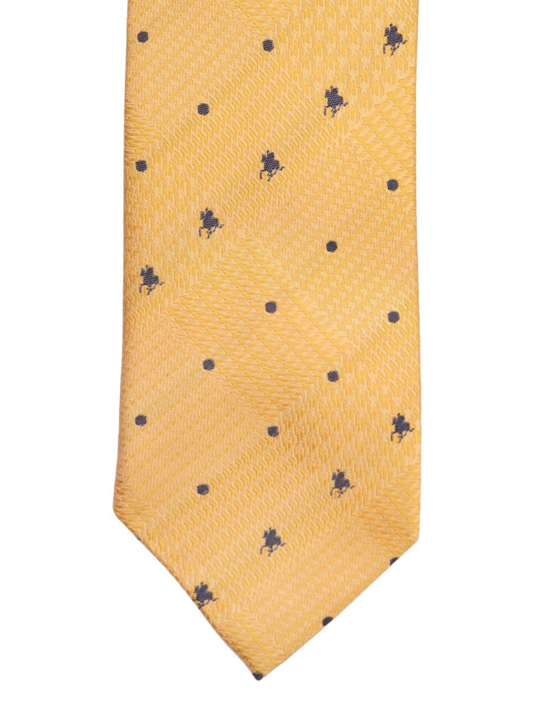 

The Tie Hub Yellow & Navy Blue Woven Design Broad Tie