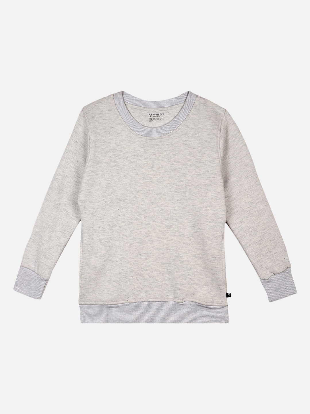 

PROTEENS Girls Grey Woollen Solid Sweatshirt