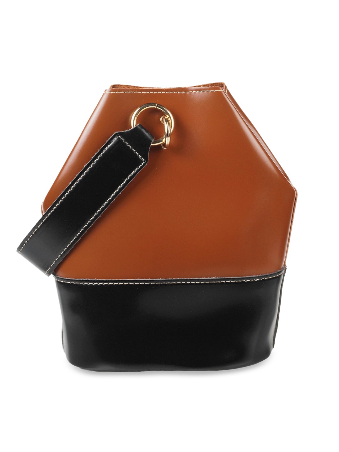

WALKWAY by Metro Brown & Black Colourblocked Handheld Bag