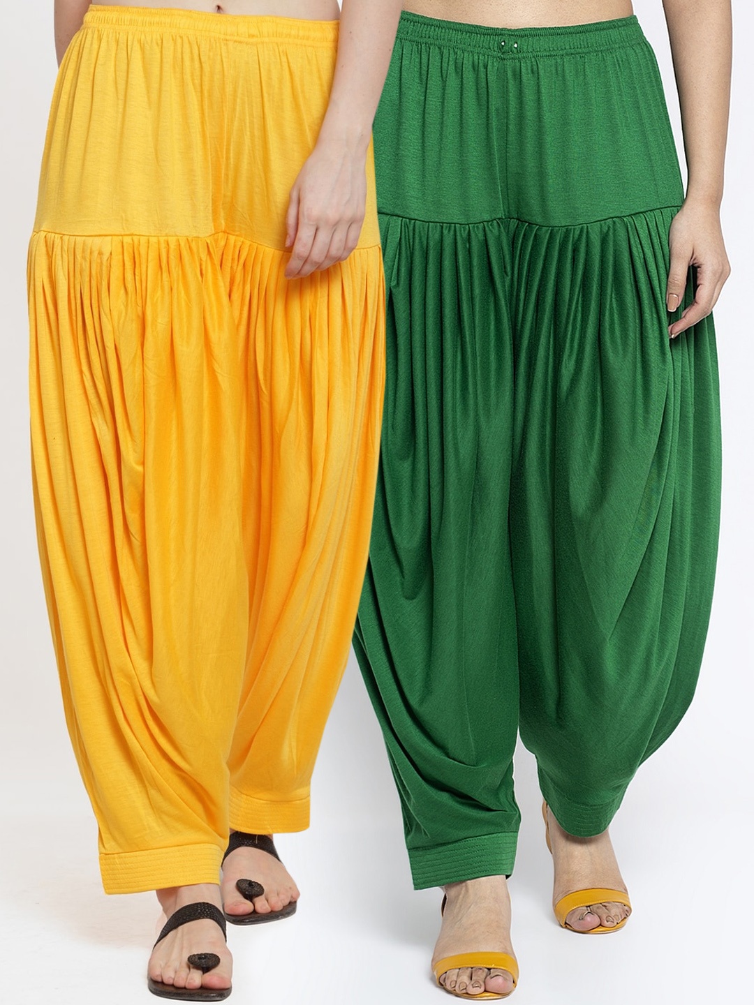 

GRACIT Women Pack Of 2 Solid Patiala Salwars, Yellow