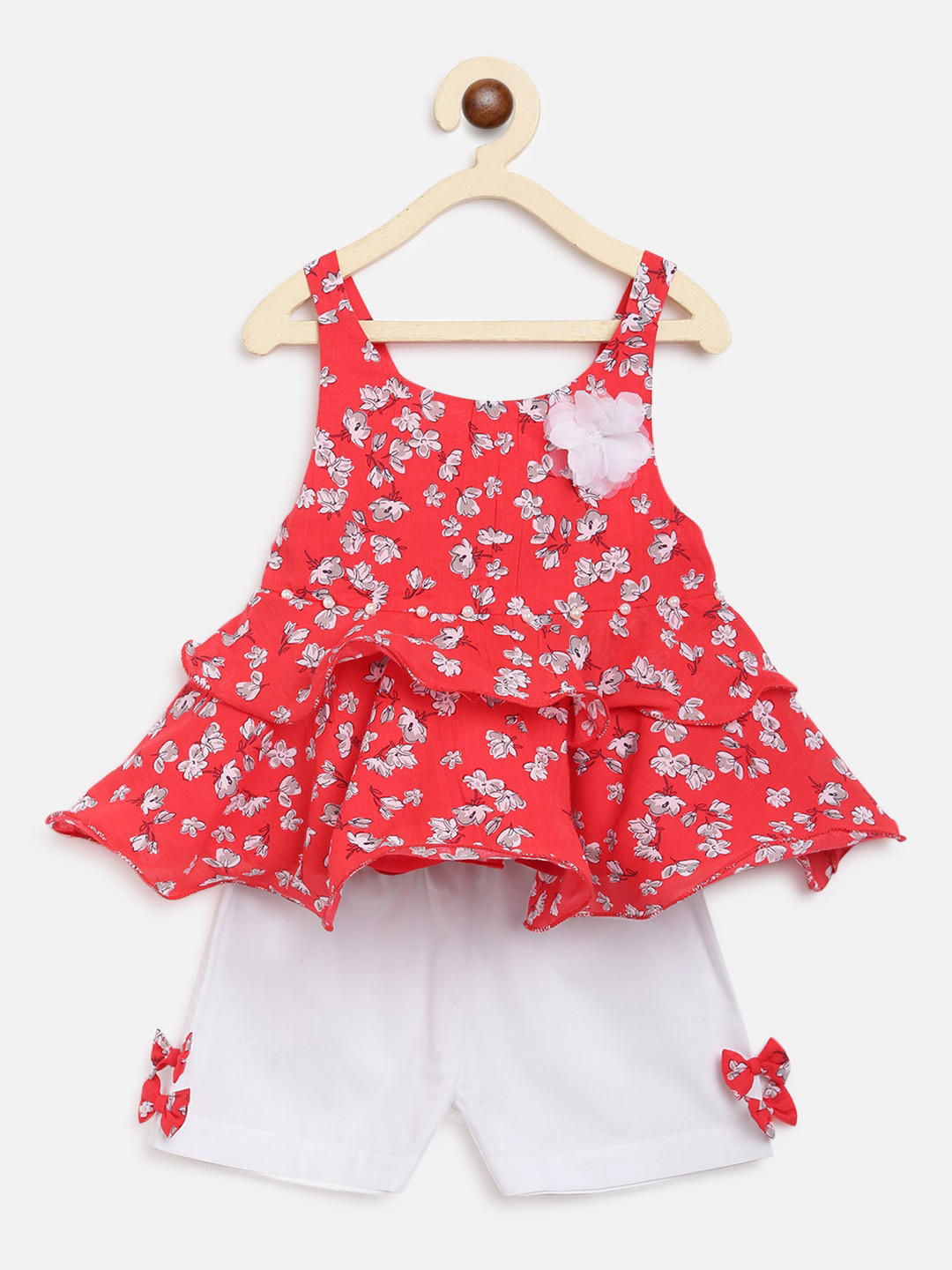 

Nauti Nati Girls Red & White Printed Top with Shorts