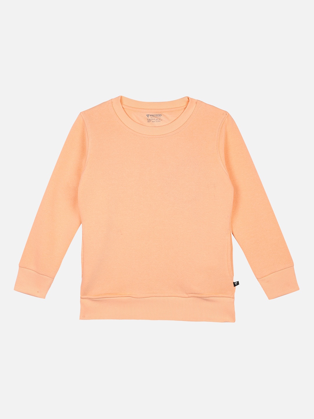 

PROTEENS Girls Peach-Coloured Solid Woolen Sweatshirt