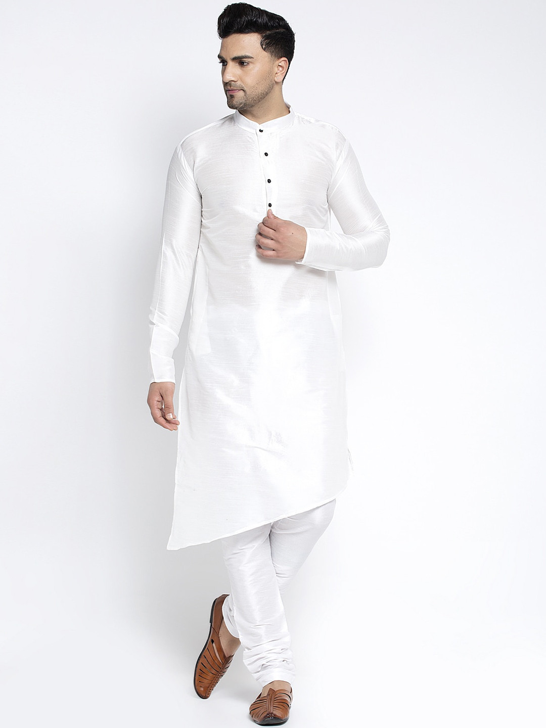 

Benstoke Men White Solid Kurta with Churidar
