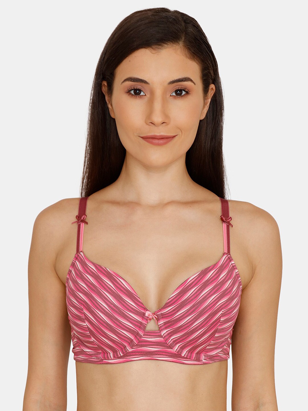 

Zivame Women Pink & White Printed Underwired Lightly Padded Everyday Bra ZI107QFASH00
