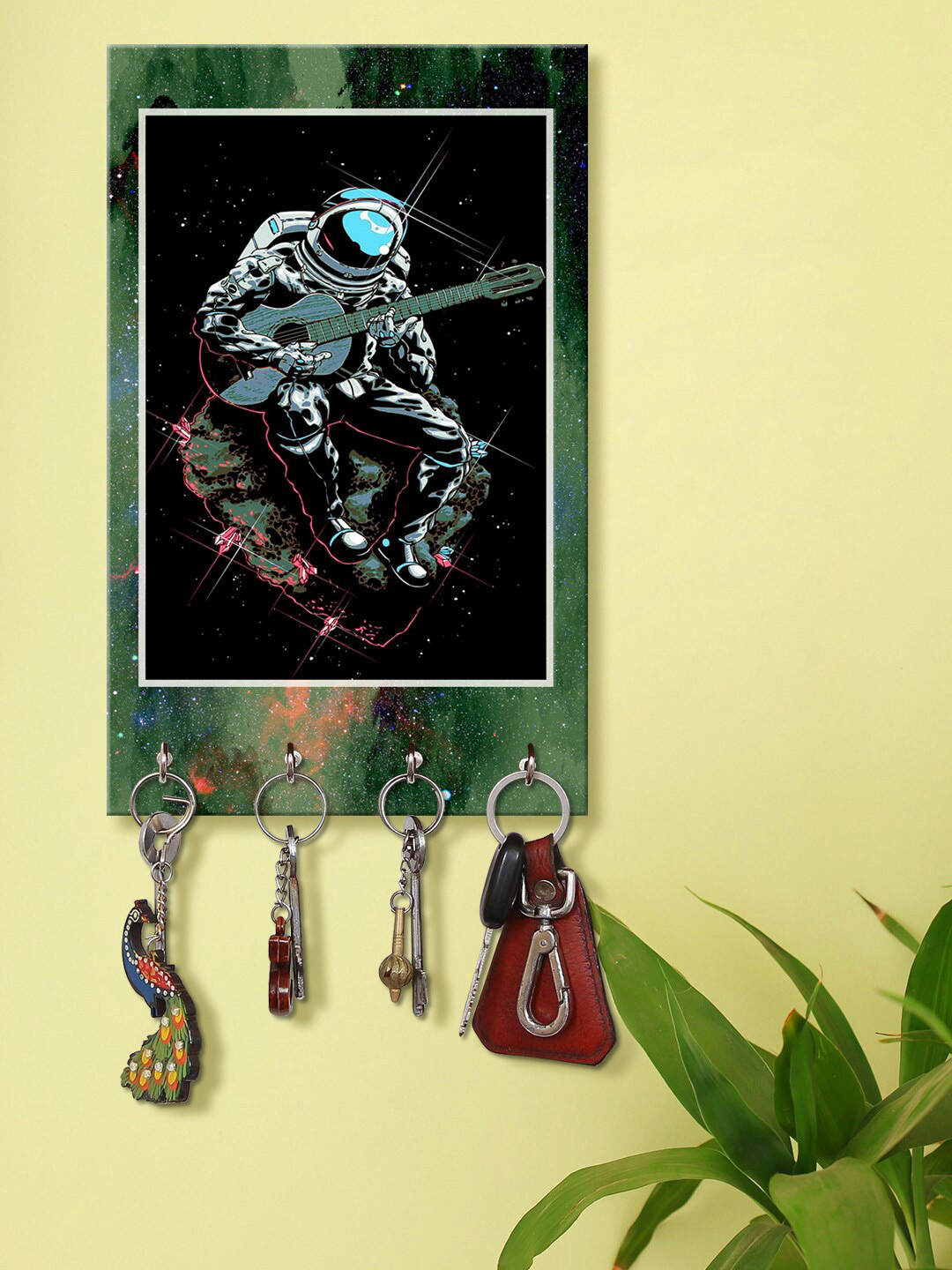

999Store Black & Blue Play Music In Space Pattern Key Holder