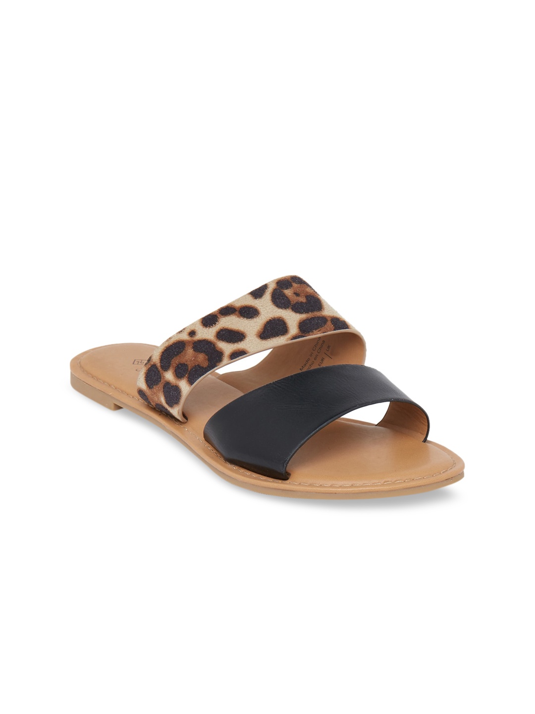 

Call It Spring Women Brown Animal Printed Open Toe Flats