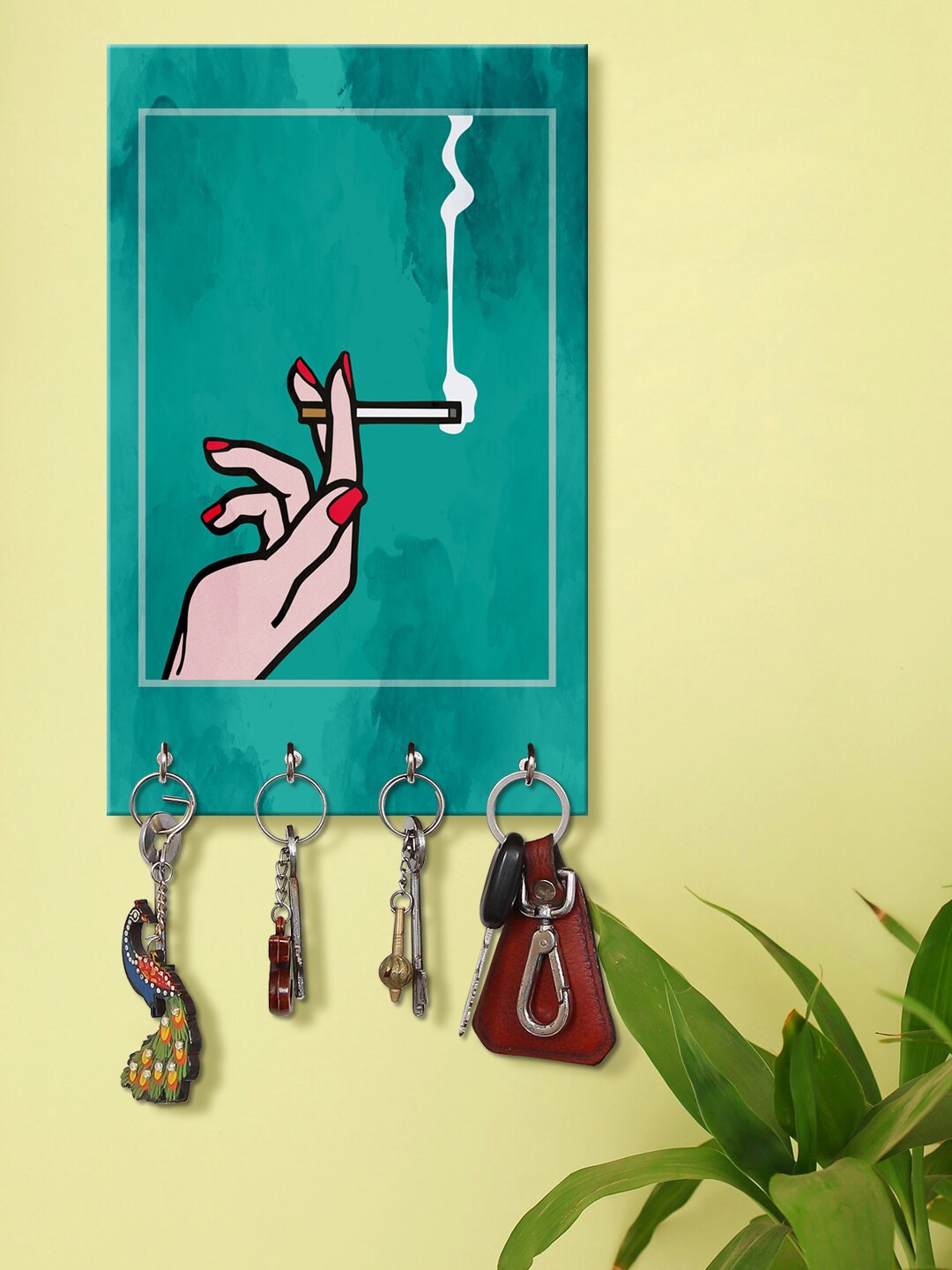 

999Store Blue & White Smoke Printed Wall Hanging Key Holder