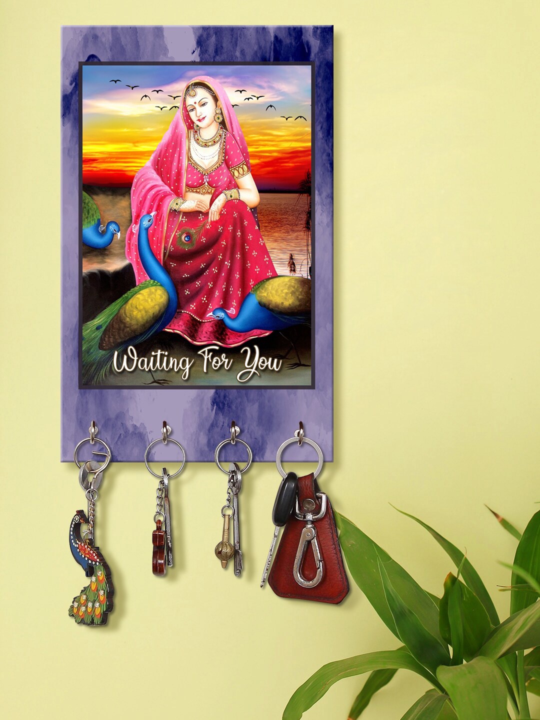 

999Store Pink & Purple Waiting For You Lady Pattern Key Holder