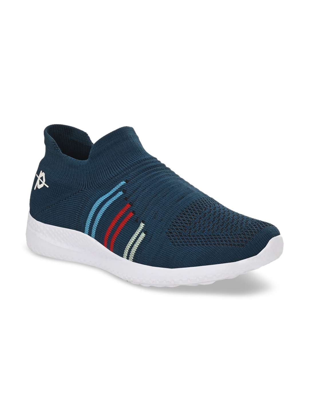 Provogue Men Teal Blue Woven Design Slip-On Sneakers