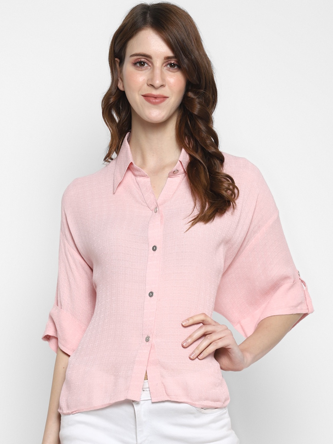 

Taurus Women Pink Regular Fit Self Design Casual Shirt