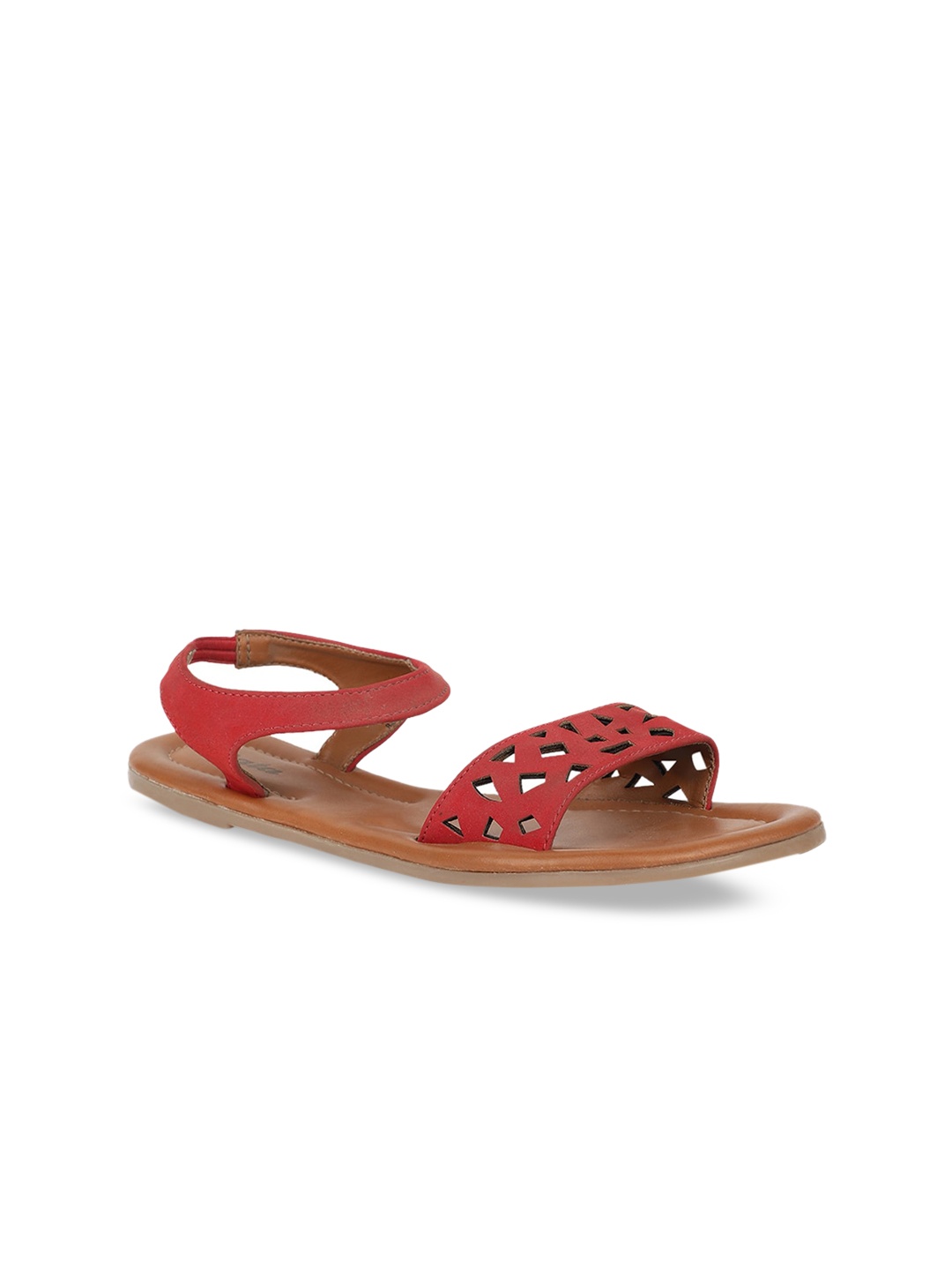 

Bata Women Red Solid PU Open Toe Flats