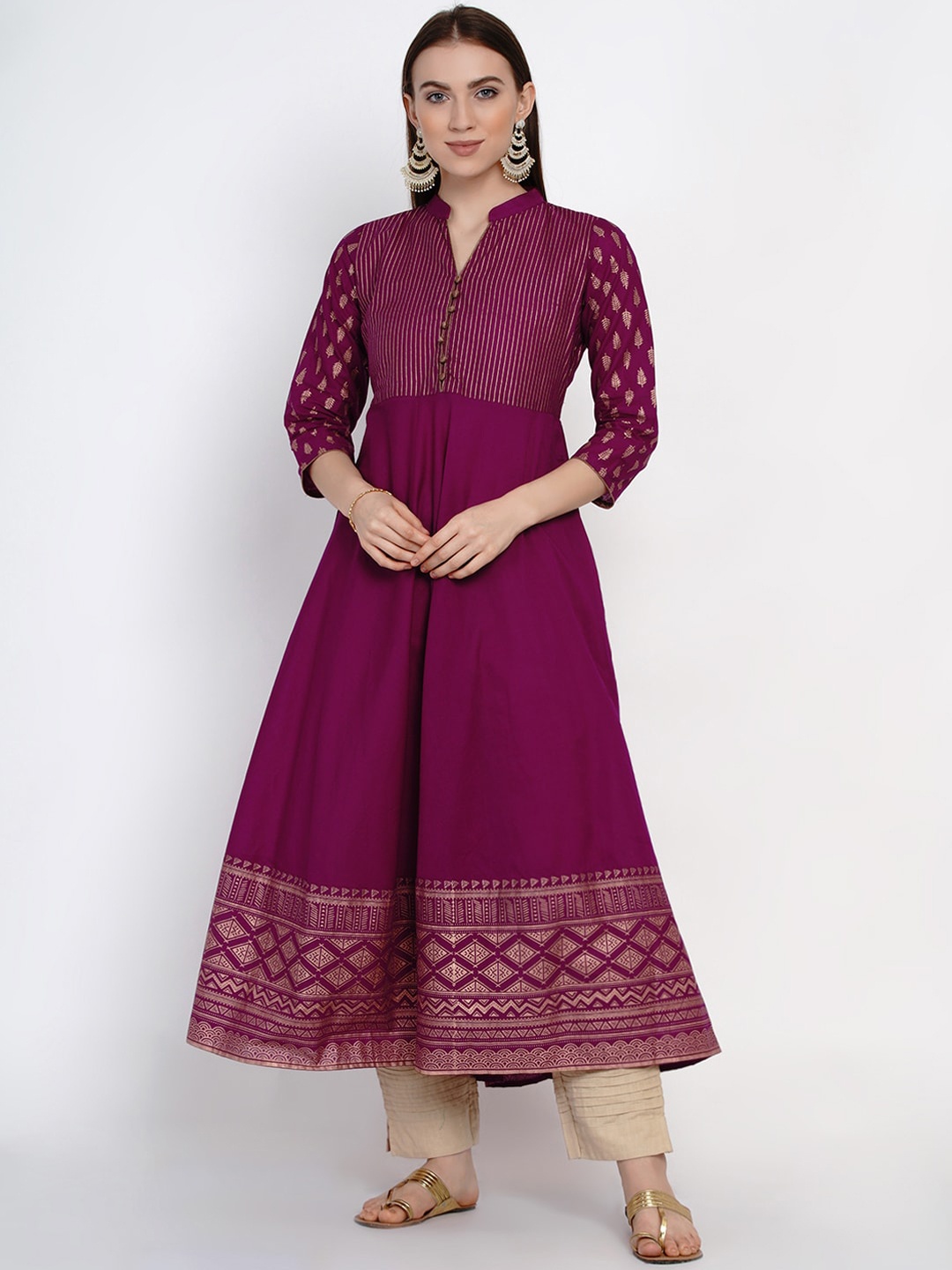 

Akshatani Women Purple Solid Anarkali Kurta