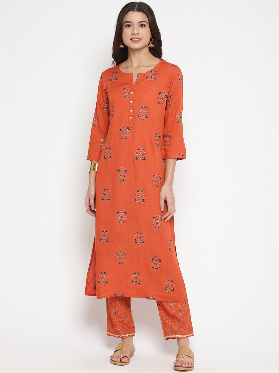 Prakhya Women Red Printed Kurta with Trousers