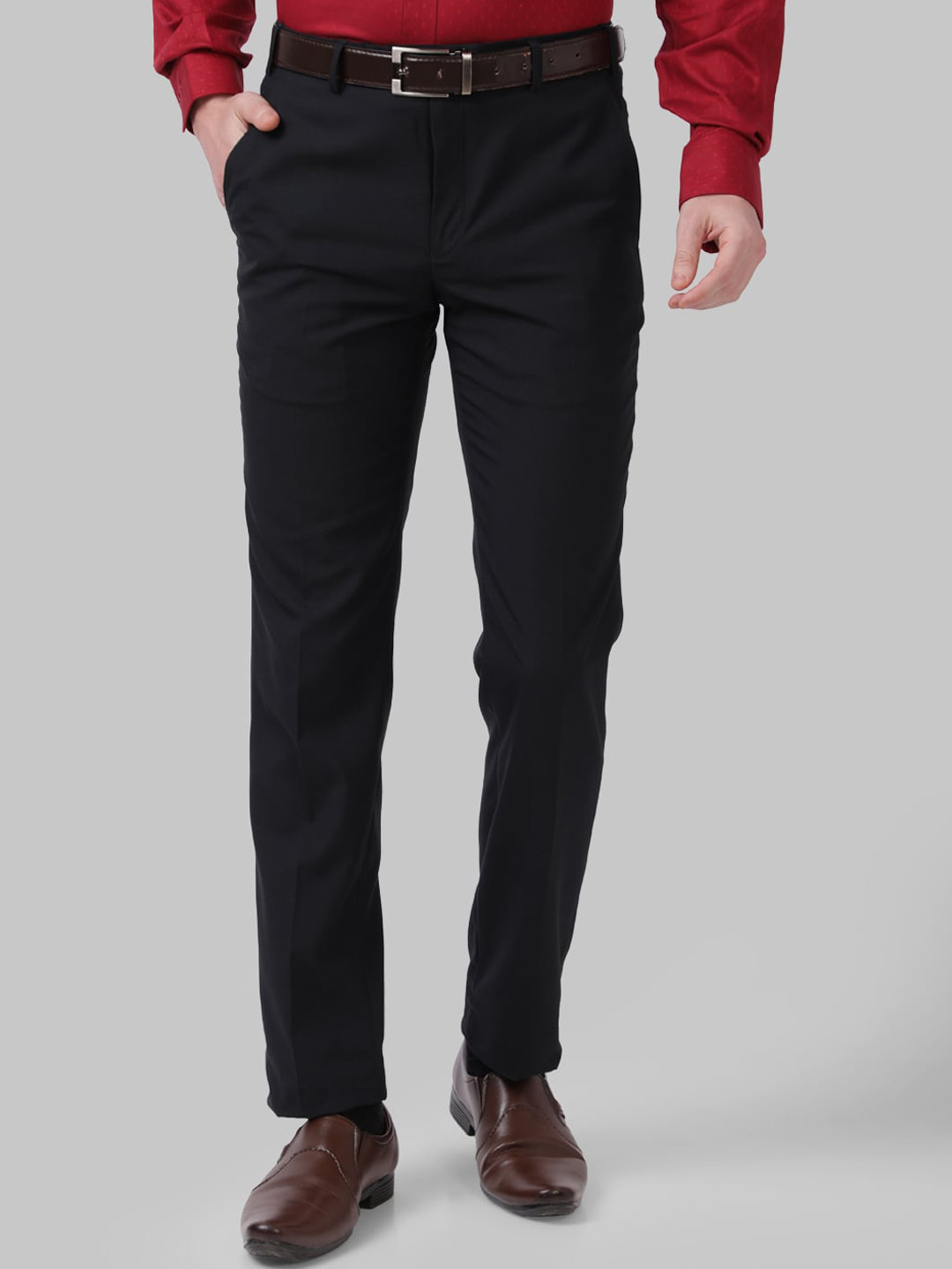 

Park Avenue Men Navy Blue Slim Fit Solid Formal Trousers