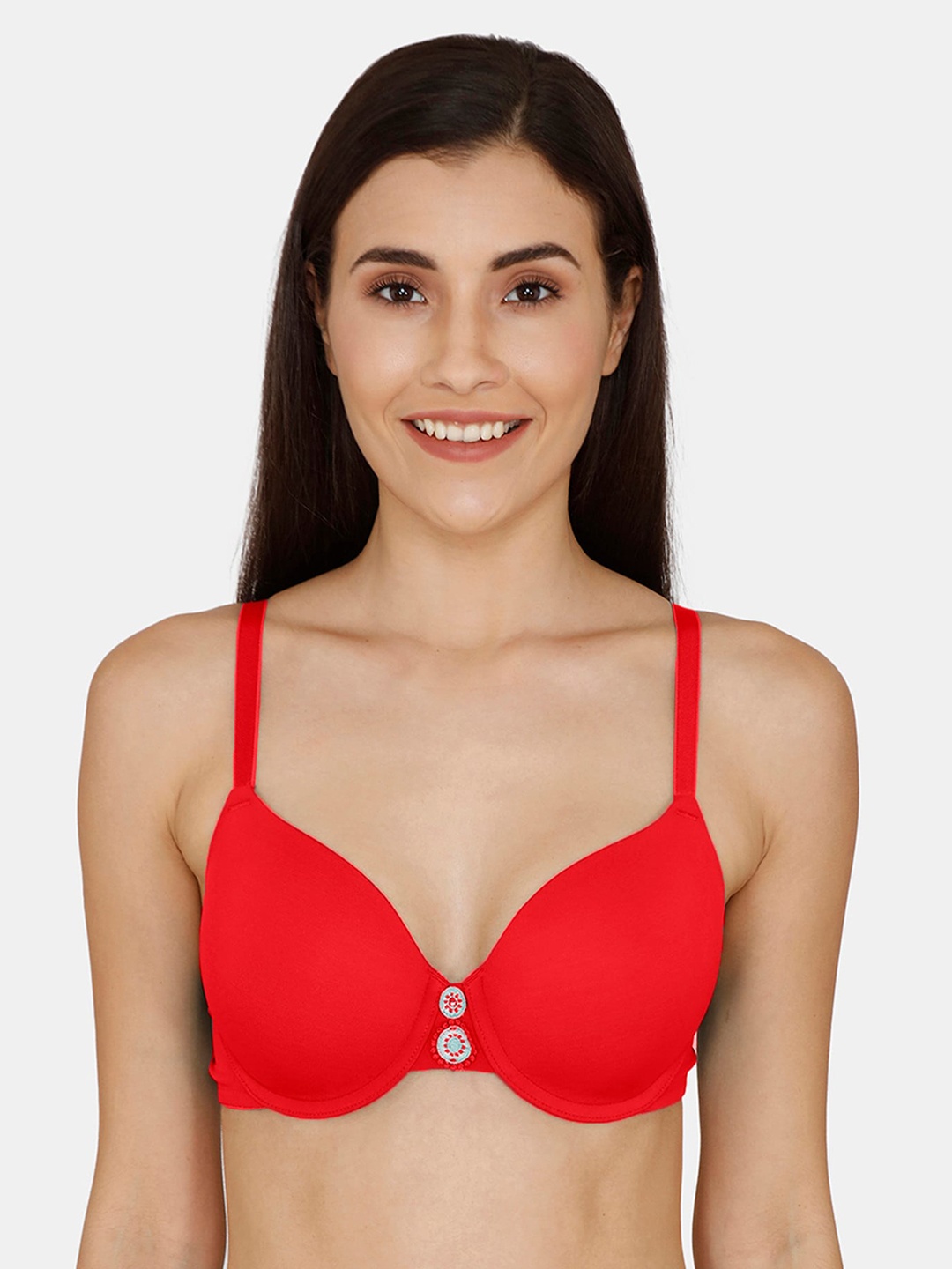 

Zivame Red T-shirt Bra Half Coverage Underwired - Lightly Padded