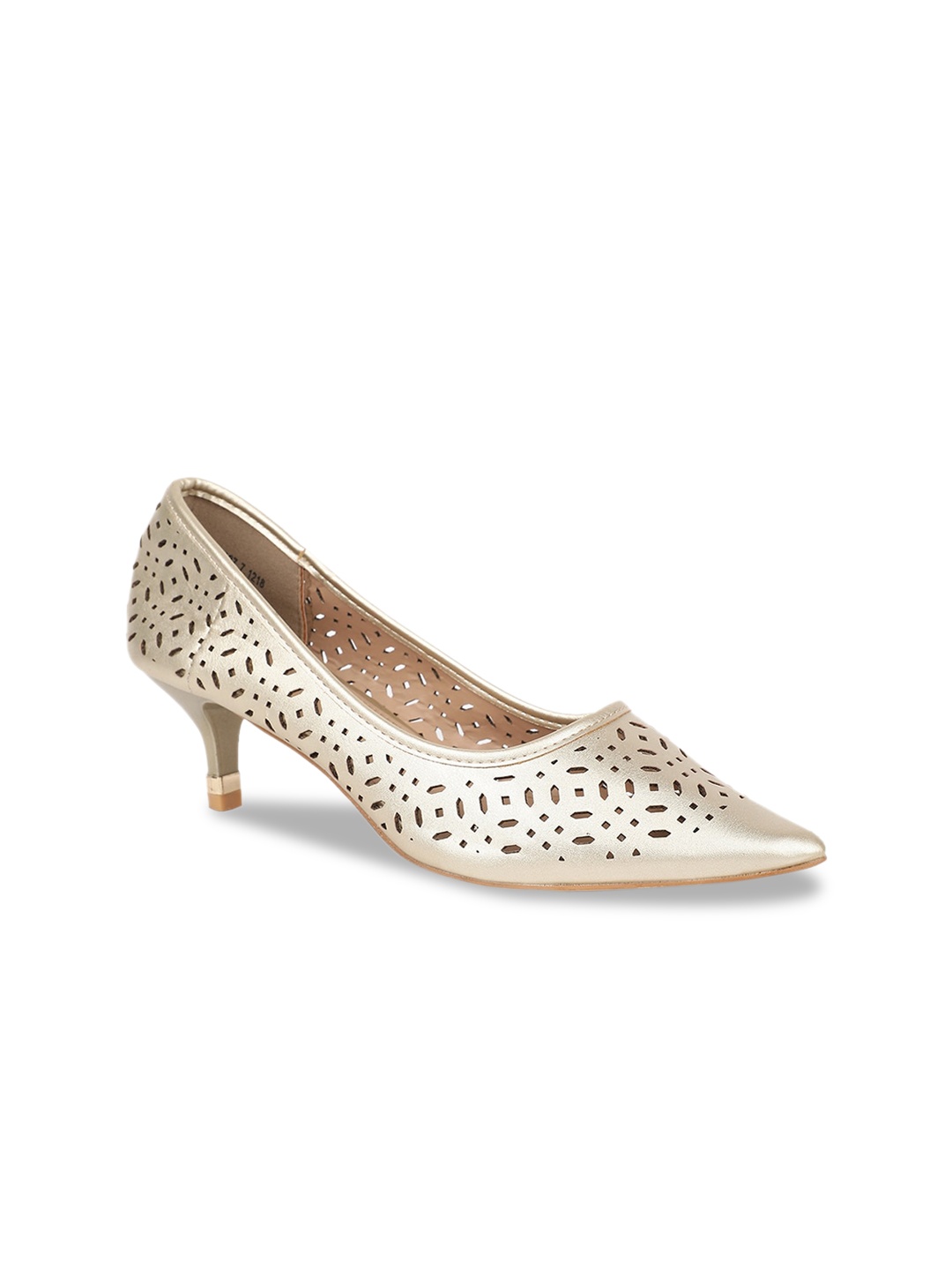 

Bata Women Gold-Toned Textured Pumps