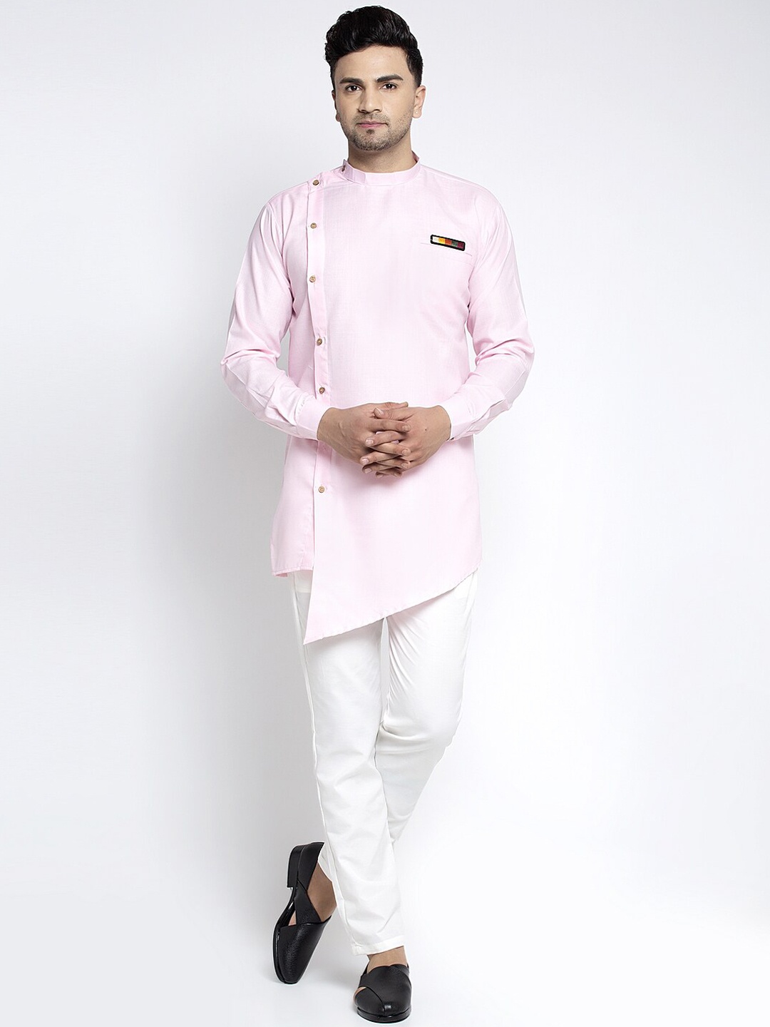 

Benstoke Men Pink Solid Kurta with Pyjamas