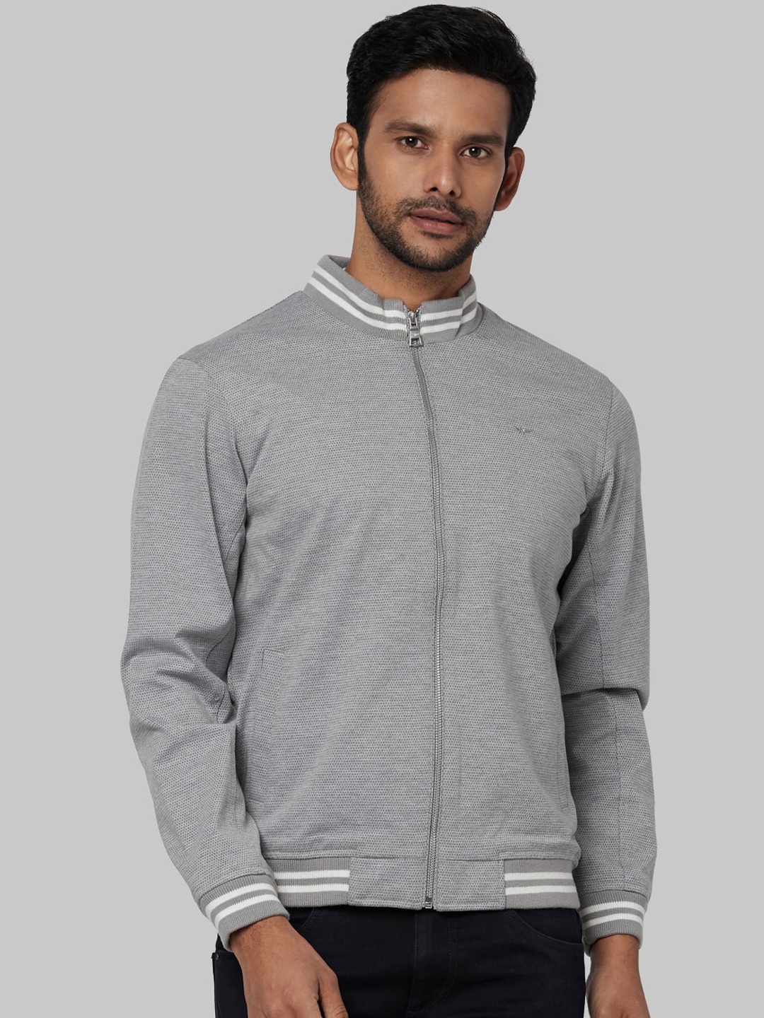 

Park Avenue Men Grey Printed Bomber Jacket