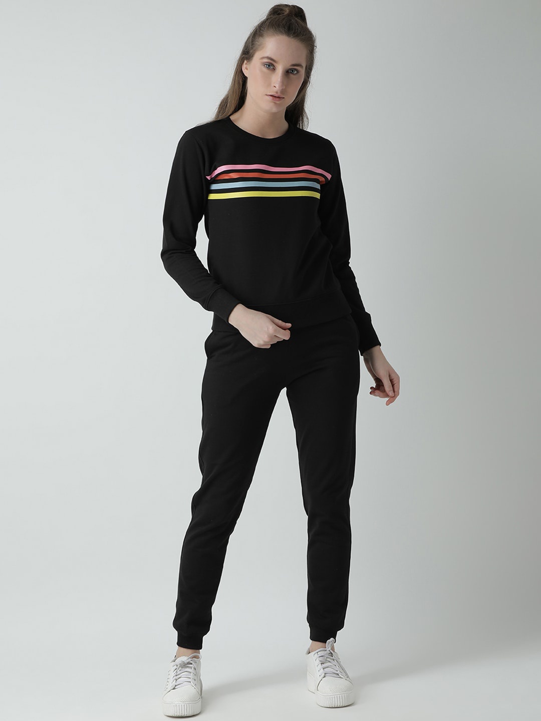 

GRIFFEL Women Black Solid Tracksuit
