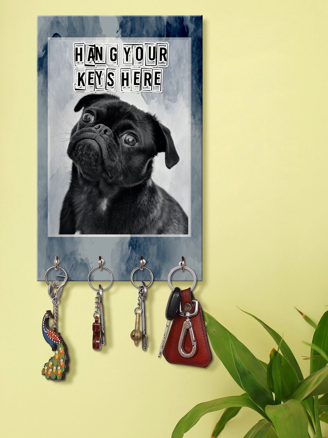 

999Store Grey & Black Hang Your Keys Here Pattern Key Holder