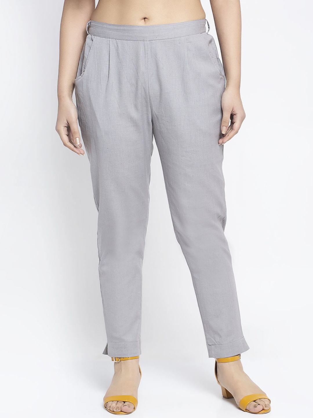 

Aujjessa Women Grey Regular Fit Solid Regular Trousers