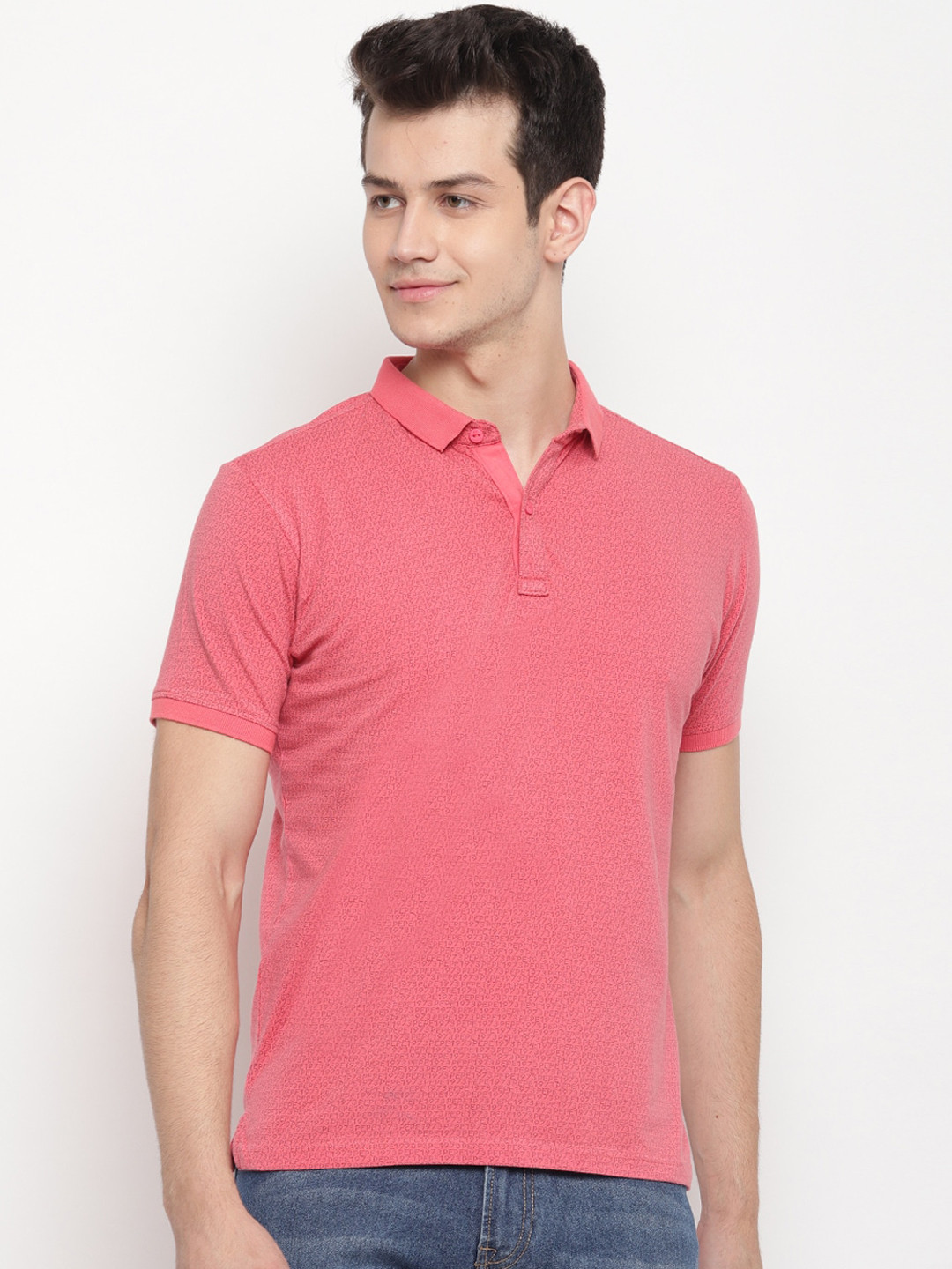 

Pepe Jeans Men Pink Solid Polo Collar T-shirt