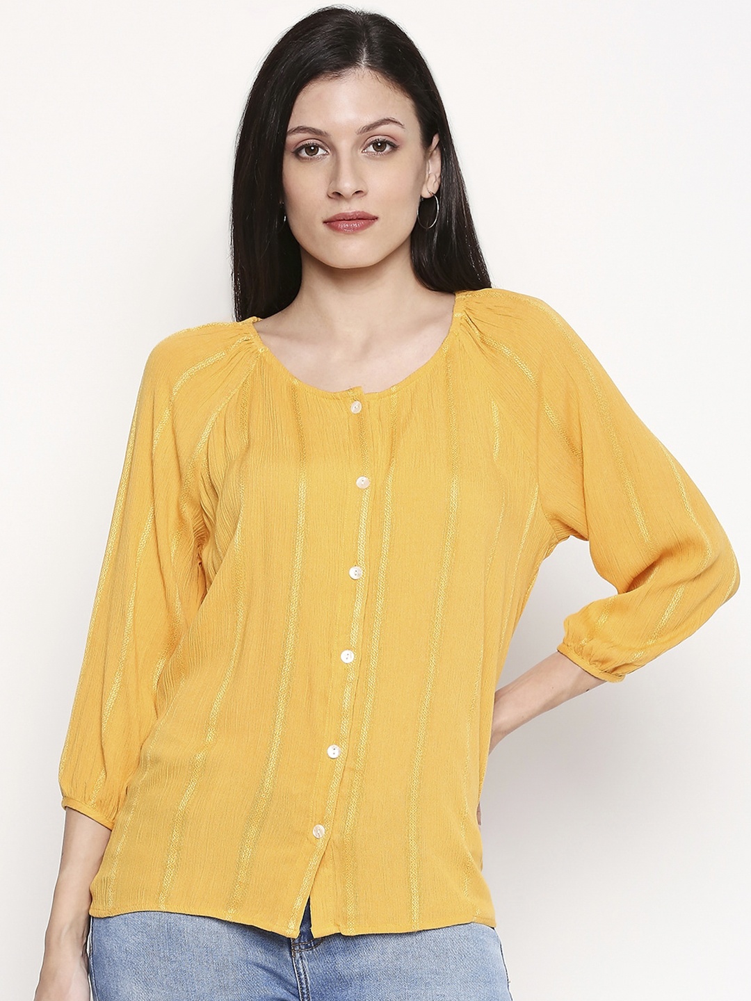 

Honey by Pantaloons Women Yellow Solid Top