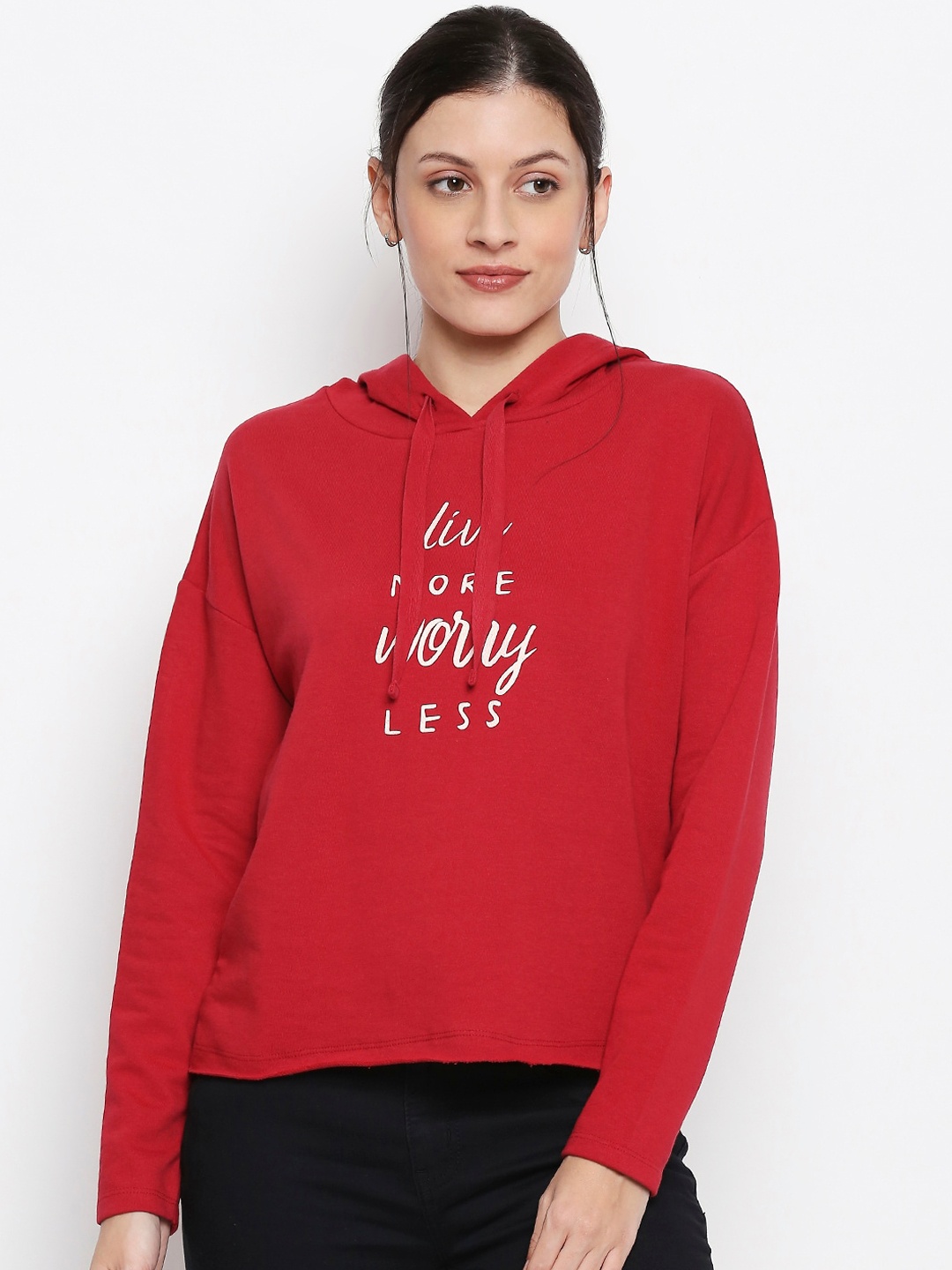 

People Women Red Printed Sweatshirt