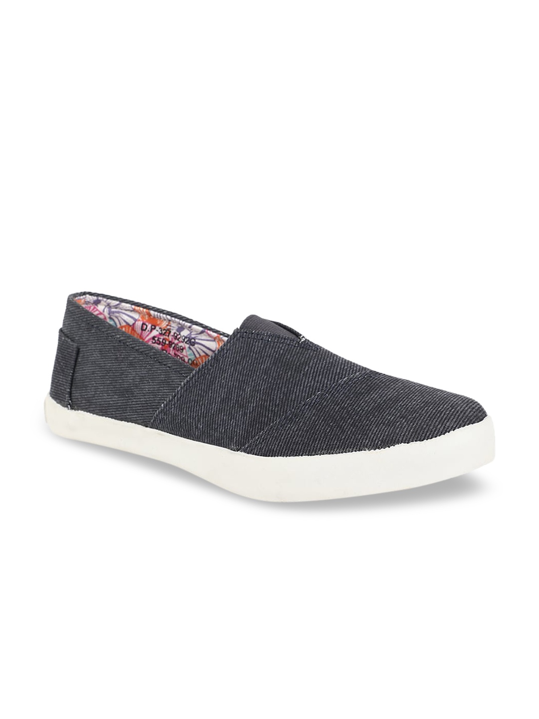 Bata Women Grey Woven Design Slip-On Sneakers