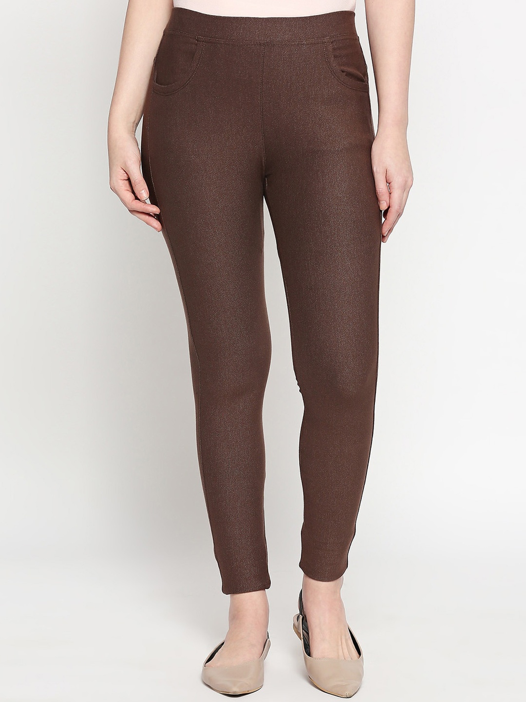 

inocenCia Women Brown Solid Skinny Fit Treggings