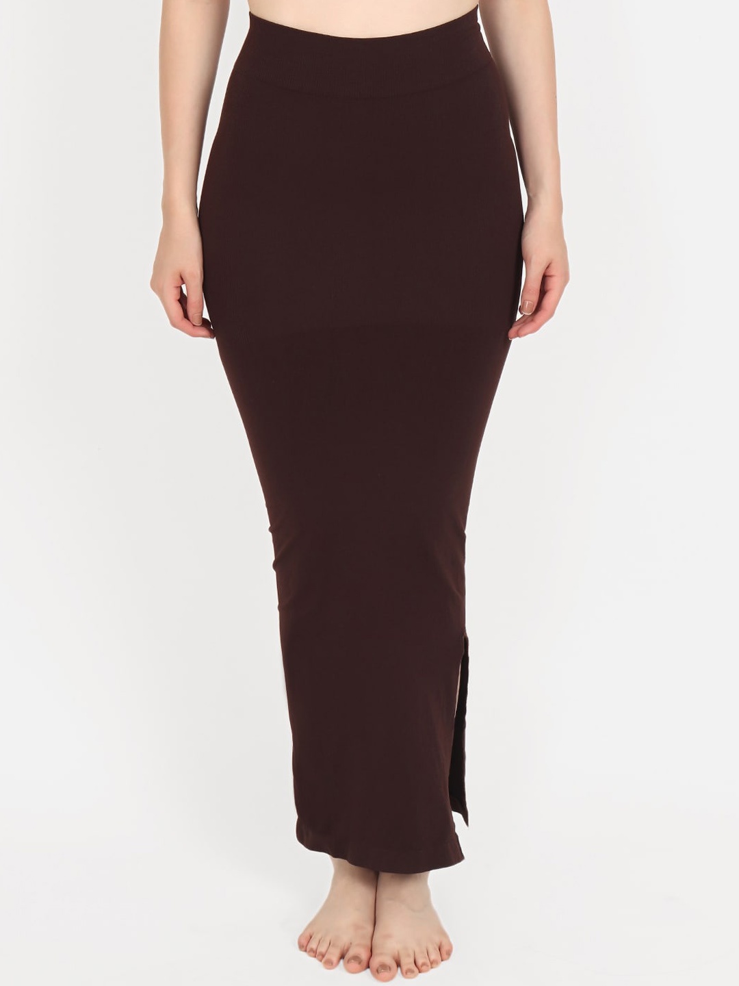 

Beau Design Women Brown Solid Saree Shapewear