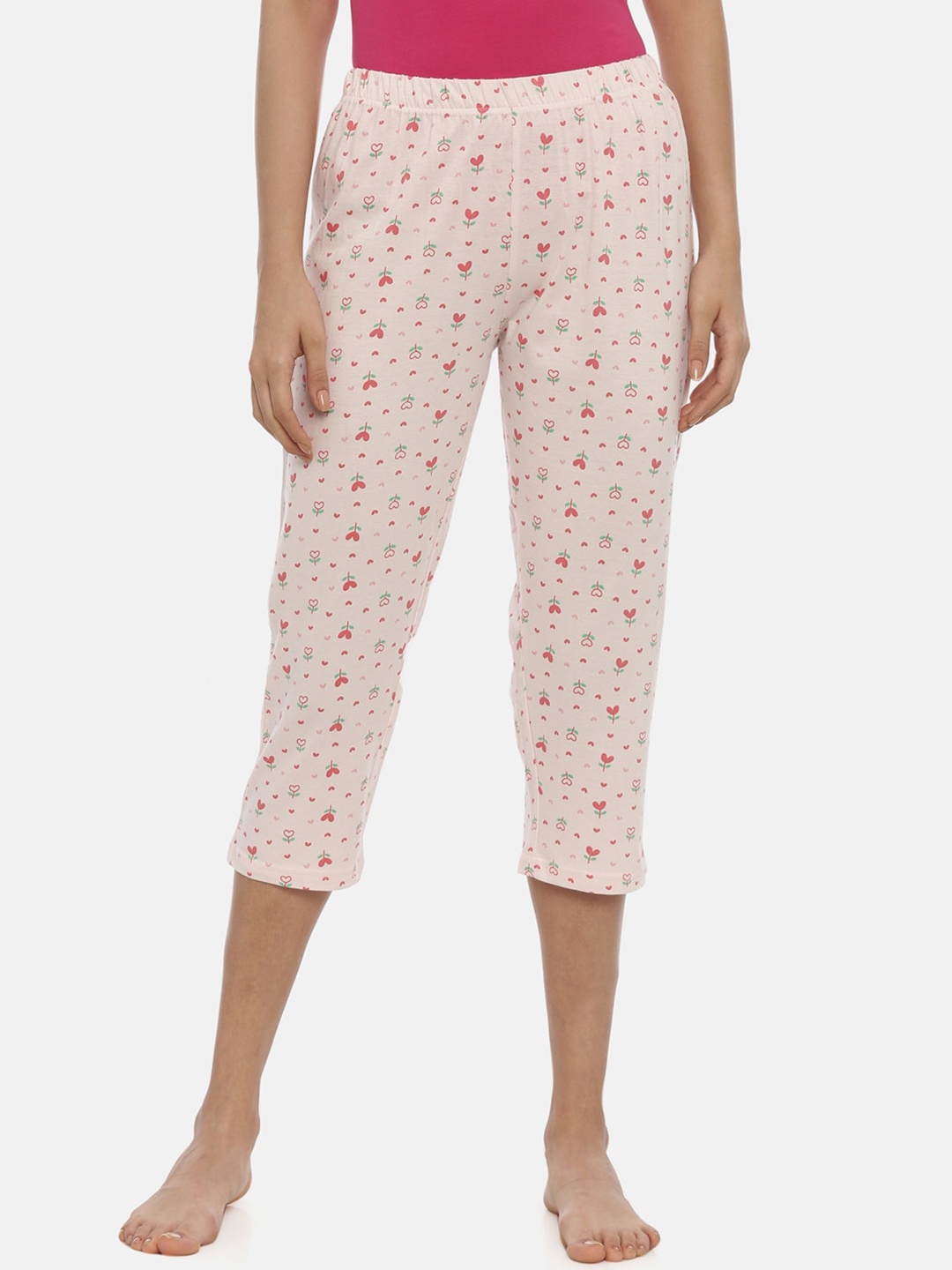 

Curare Women Pink & Green Printed Capris