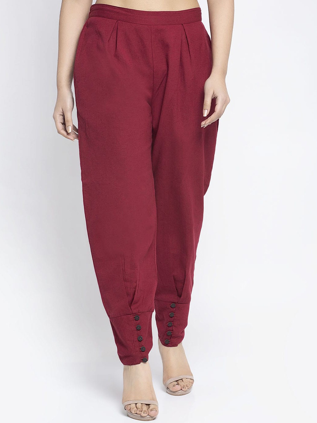 

Aujjessa Women Maroon Regular Fit Solid Jodhpuris Trousers