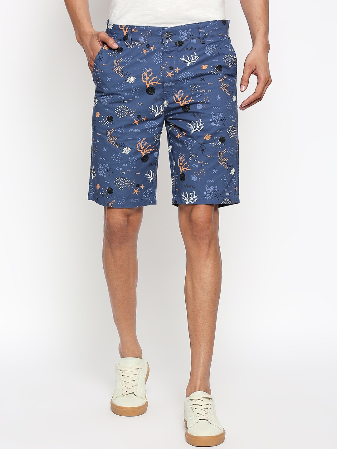 

People Men Blue Printed Regular Fit Regular Shorts