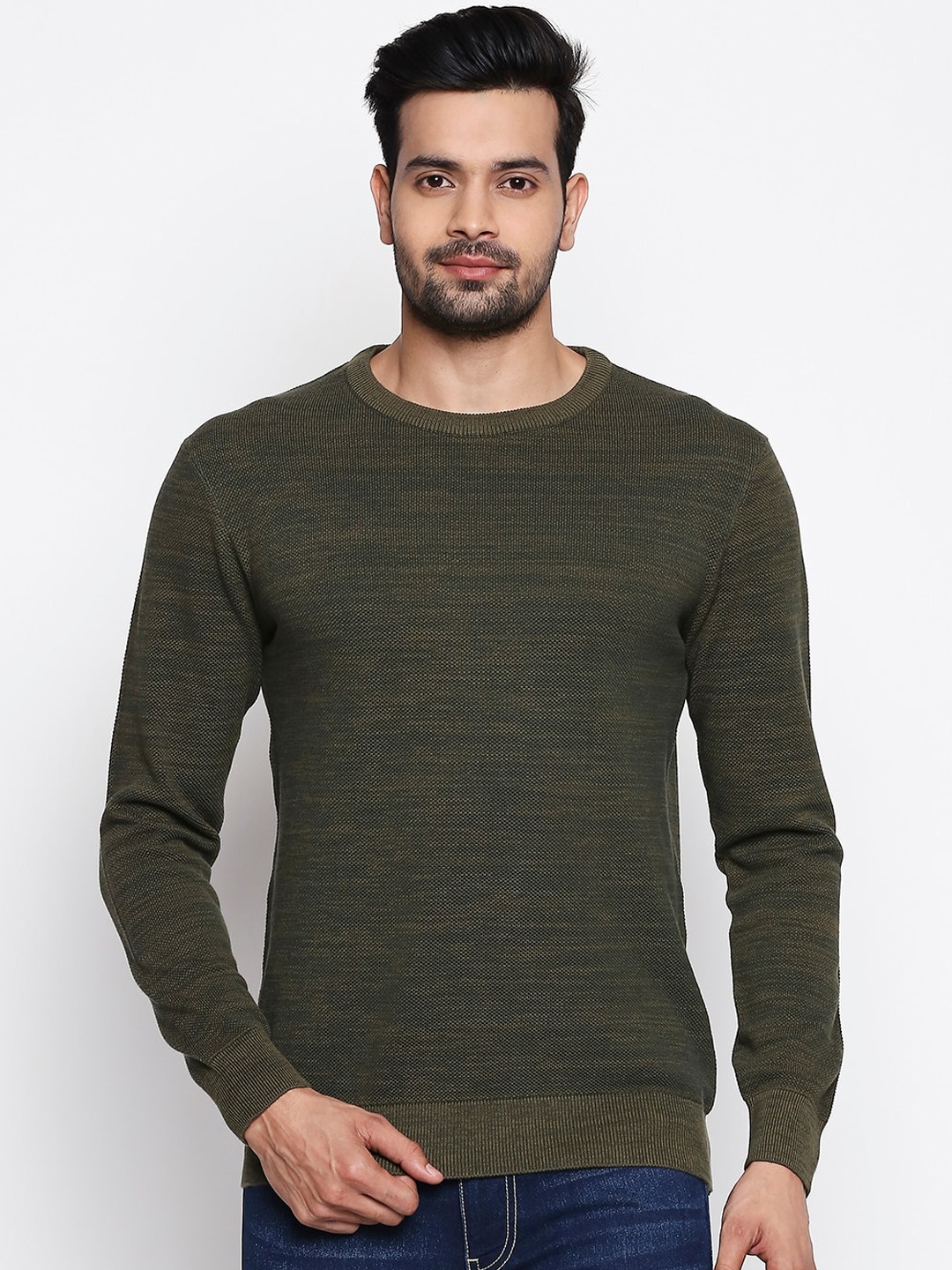 

BYFORD by Pantaloons Men Green Solid Pullover Sweater